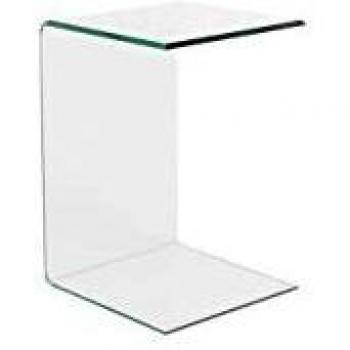Mesa Auxiliar de Cristal Transparente 40 x 40 cm Diseño Minimalista Lourdes