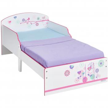 Worlds Apart Cama Infantil con diseño de Flores y pájaros, Madera, Blanco, 142.00x77.00x59.00 cm