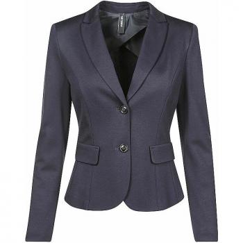 Marc Cain Women's Regular Fit Midnight Blue Jersey Blazer with Mock Flap Pockets, Size 40