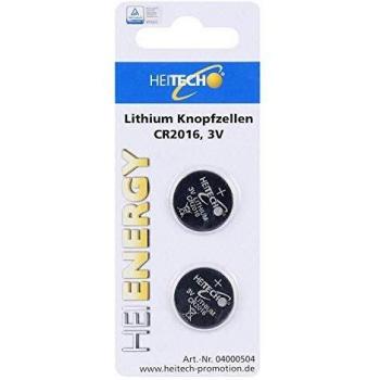 Paquete de 2 Pilas Botón de Litio CR2016, 75 mAh, 3V
