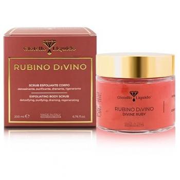 Exfoliante corporal Rubí Divino 200 ml unisex con sal del Mar Muerto, limpieza profunda de cara, cuerpo y pies, propiedades anticelulíticas, trata piel grasa, acné, pelo encarnado y piel