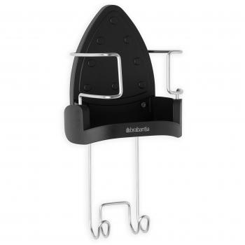 Brabantia 385742 - Soporte de pared para plancha y tabla de planchar, color cromo/negro, negro y gris, acero inoxidable