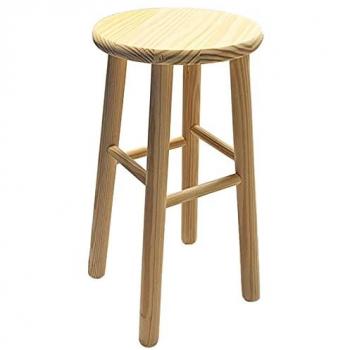 Acan Tradineur - Banqueta Redonda, Taburete Redondo de Madera Natural con Reposapiés, 47 x 25,5 x 25,5 cm