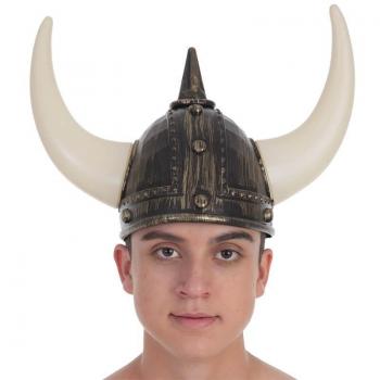Casco de Vikingo para adultos con cuernos y detalles decorativos