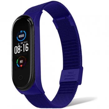 Pulsera de Acero Inoxidable Azul Oscuro Compatible con Xiaomi Mi Smart Band 5/6 Correa Metálica de Recambio Repuesto