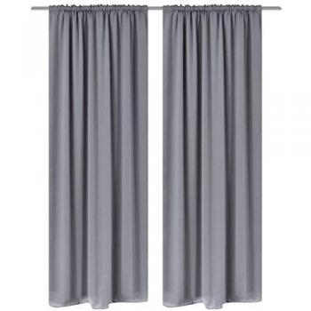 vidaXL 2 Cortinas Grises oscuras con jaretas, Blackout 135 x 245 cm