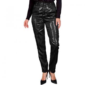Pantalones de lentejuelas negros para mujer