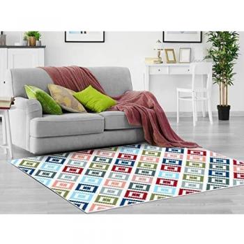 Homemania AKC-23757 - Alfombra Estampada Rhombus 2, Estampada, Moderna, Multicolor de Tela, 160 x 230 cm