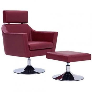 vidaXL Sillón de TV Cuero Sintético Vino Tinto Silla Asiento Banco Taburete Sofá Mueble Mobiliario Televisor Televisión Salón Comedor Hogar