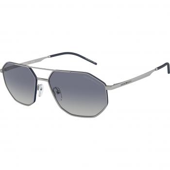 Emporio Armani EA2147 Col. 30454L Men's Sunglasses Silver Size 58 Geometric Design