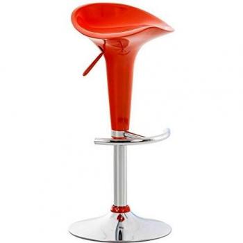 Taburete Saddle Naranja con Asiento de Polipropileno, Altura Regulable y Giratorio, Reposapiés de Metal