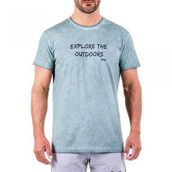 Jeep Explore The Outdoors J8W Camiseta, Hombre, Verde, Gris Oscuro, Medium