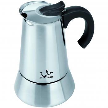 Jata Hogar CAX110 - Cafetera italiana de acero inoxidable. 10 tazas. Apta para todas las cocinas, incluida inducción. Asa maciza.