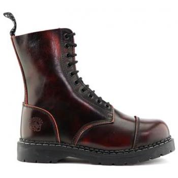 Grinders Unisex Burgundy Leather Steel Toe Lace Up Boots - Stag ACS Size UK 13