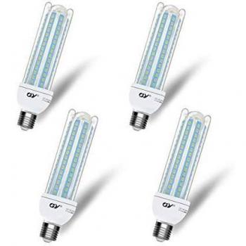 GY - 23W Bombilla LED T4 4U,Luz Blanca Cálida 3000K,Lámpara E27,Ángulo 360°,2030 lúmenes,no regulable -Pack de 4
