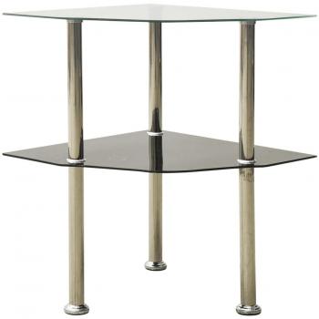Mesa Consola de Vidrio Templado Negro 80x35x75 cm con diseño elegante y moderno, ideal para entradas o pasillos. Mesa Auxiliar de 2 Niveles con estructura de metal y superficie de vidrio transparente y negro
