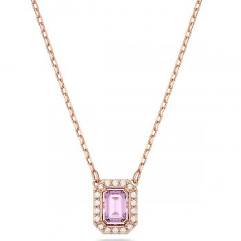 Swarovski Women's Millenia Octagon Cut Purple Rose Gold-tone Plated Necklace 5640291
