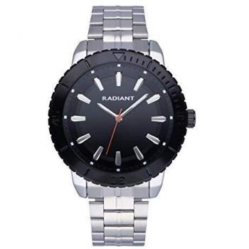 Reloj analógico para Hombre de Radiant. Colección Storm. Reloj con Brazalete Plateado y Esfera y Bisel en Negro. 5ATM. 44mm. Referencia RA570202.