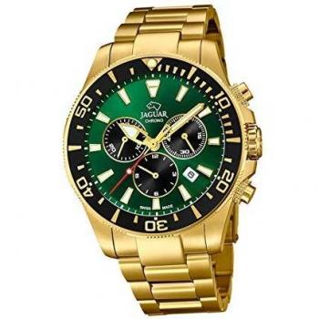 JAGUAR Reloj Modelo J864/1 de la colección Executive, Caja de 43,5 mm Verde con Correa de Acero Chapado para Caballero