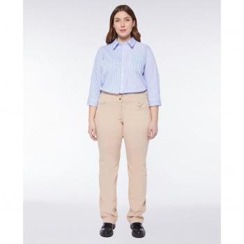 Pantalón recto de mujer liso con dos botones frontales
