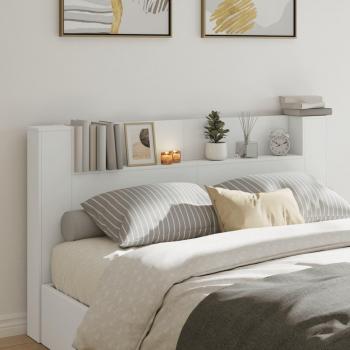 Cabecero de cama con contenedor LED blanco 180x16,5x103,5 cm
