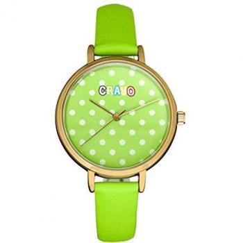 Crayo Unisex Green Dot Quartz Watch with Stainless Steel Strap - One Size