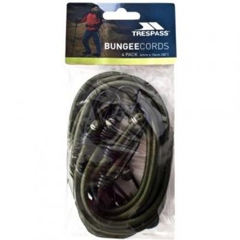 Trespass 4-Pack Olive Bungee Cords - 15 Meter Multifunctional Elastic Tie Downs