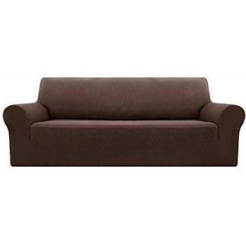 Deconovo Cubre de Sillón Funda para Sofá 3 Plazas Protector Elástica Chocolate