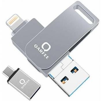 Memoria Flash 4 en 1 de 32 GB Compatible con iPhone y Dispositivos Android Memory Stick Expansión para iPhone Android teléfono Tablet PC y Dispositivos con USB/Micro USB/Type C/iOS L-Port-Gris