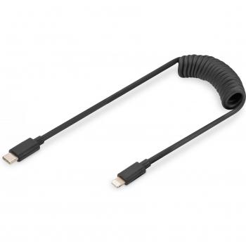 Cable USB 2.0 tipo C a Lightning Digitus AK-600434-006-S, 1 m, color negro