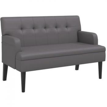 Banco con respaldo de cuero sintético gris 112x65,5x75 cm