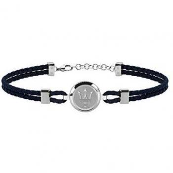 Bracelet para hombre, Colección Maserati Jewels, longitud 22 cm, en acero y cuero - JM217AJF26