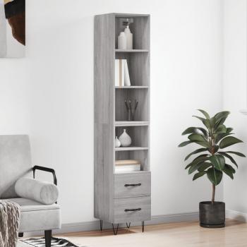 Aparador alto de madera contrachapada gris Sonoma 34,5x34x180 cm