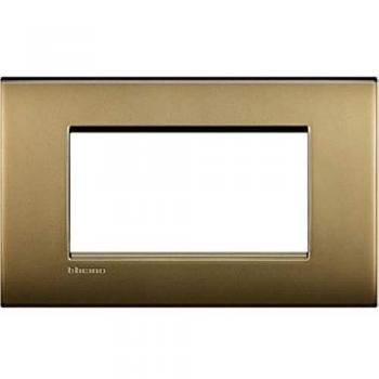 Placa Bticino Livinglight AIR 4 Módulos Oro Satinado - Diseño Renovado Minimalista y Amplia Gama de Colores