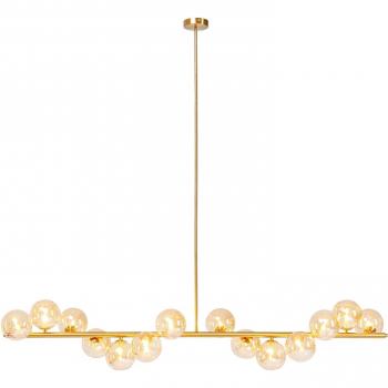 Lámpara colgante Scala Balls dorada de Kare Design, diseño moderno, estructura metálica, 6 esferas de vidrio, altura ajustable hasta 155 cm