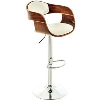 Taburete de Bar Kingston Regulable en Altura y Giratorio 360° en Similpiel Color Nogal/Blanco