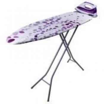 Orbegozo TP2000 Tabla de Planchar, Fabricada en Rejilla de Acero, Funda de Algodón, Soporte para Centros de Planchado, Blanca y Lila, 114 X 36 cm
