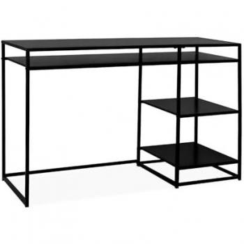 Escritorio Sweeek de metal negro con dos estantes, 120 cm, estilo industrial, dimensiones 120x50x75 cm