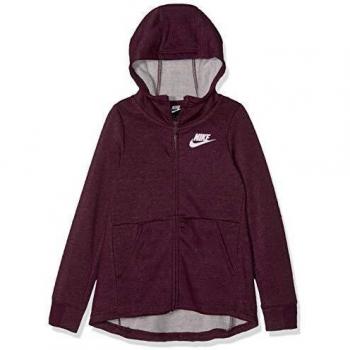 NIKE G NSW Hoodie FZ PE Sudadera, Niñas, Bordeaux/htr/Pink Foam, M