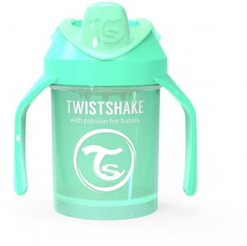 Twistshake Mini Cup Vaso de Aprendizaje para Beber con Antiderrame Boquilla de Blanda 230 ml, Taza de Entrenamiento para Sorber para Bebé y Mezclador de Frutas, Sin BPA, 4+ Meses, Verde Pastel