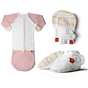 Goumi Kids Newborn Baby Mittens, Booties & Sleep Sack Pajamas Bundle, Organic, Soft & Adjustable