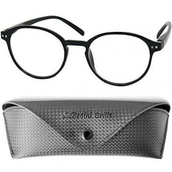 Gafas de Lectura para Nerd con Grandes Lentes Redondas - Funda de Gafas Incluida GRATIS, Montura de plástico