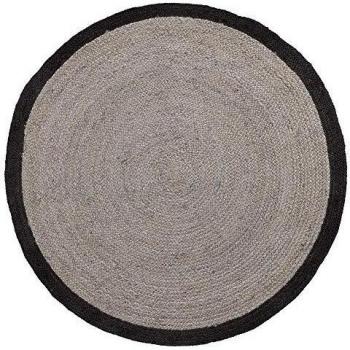 Kave Home - Alfombra Redonda Saht Ø 200 cm de Yute Natural Tintada en Gris y Negro