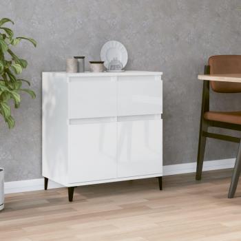Aparador de madera contrachapada 60x35x70 cm, mueble de almacenaje de salón con puertas y cajón de madera, buffet moderno, armario auxiliar y armario de almacenamiento en blanco brillante