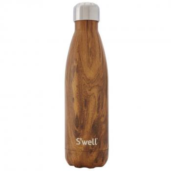 Swell Teakwood Botella Termo, Acero, Marrón, 7x7x29.5 cm