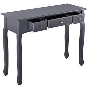 Mesa Consola Vintage Hirschhorn con 3 Cajones 78x100x35 cm MDF/Pino Gris Oscuro