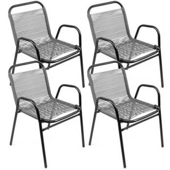 Conjunto de Sillas Apilables para Jardín - 1, 2 o 4 Sillas - Asiento en Metal y Polietileno - Ideal para Exteriores/Interiores - Varios Modelos