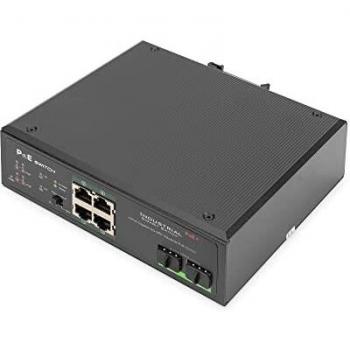 Digitus 4 Port Gigabit Ethernet Network PoE Switch, Industrial, Unmanaged, 2 SFP Uplink
