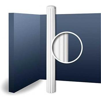 Eje de Columna Completo Estriado Orac K1002, 22 cm de Diámetro, Estilo Clásico, Color Blanco, Pre-pintado