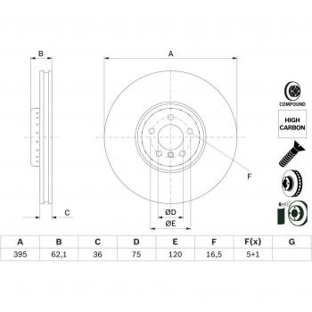 Disco de freno BOSCH 0 986 479 E84, ventilado, altamente carbonizado, 1 pieza